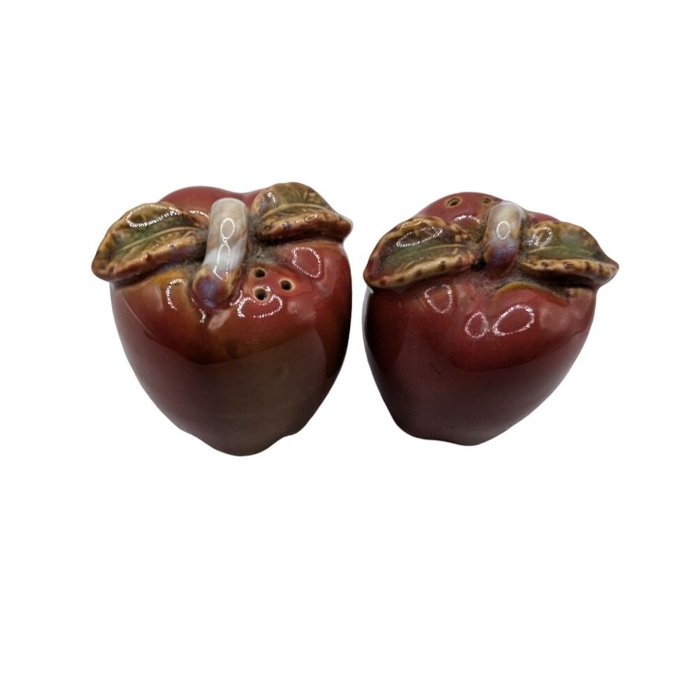 Vintage Red Apple Shaped Ceramic Salt & Pepper Shakers - Picture 3 of 9